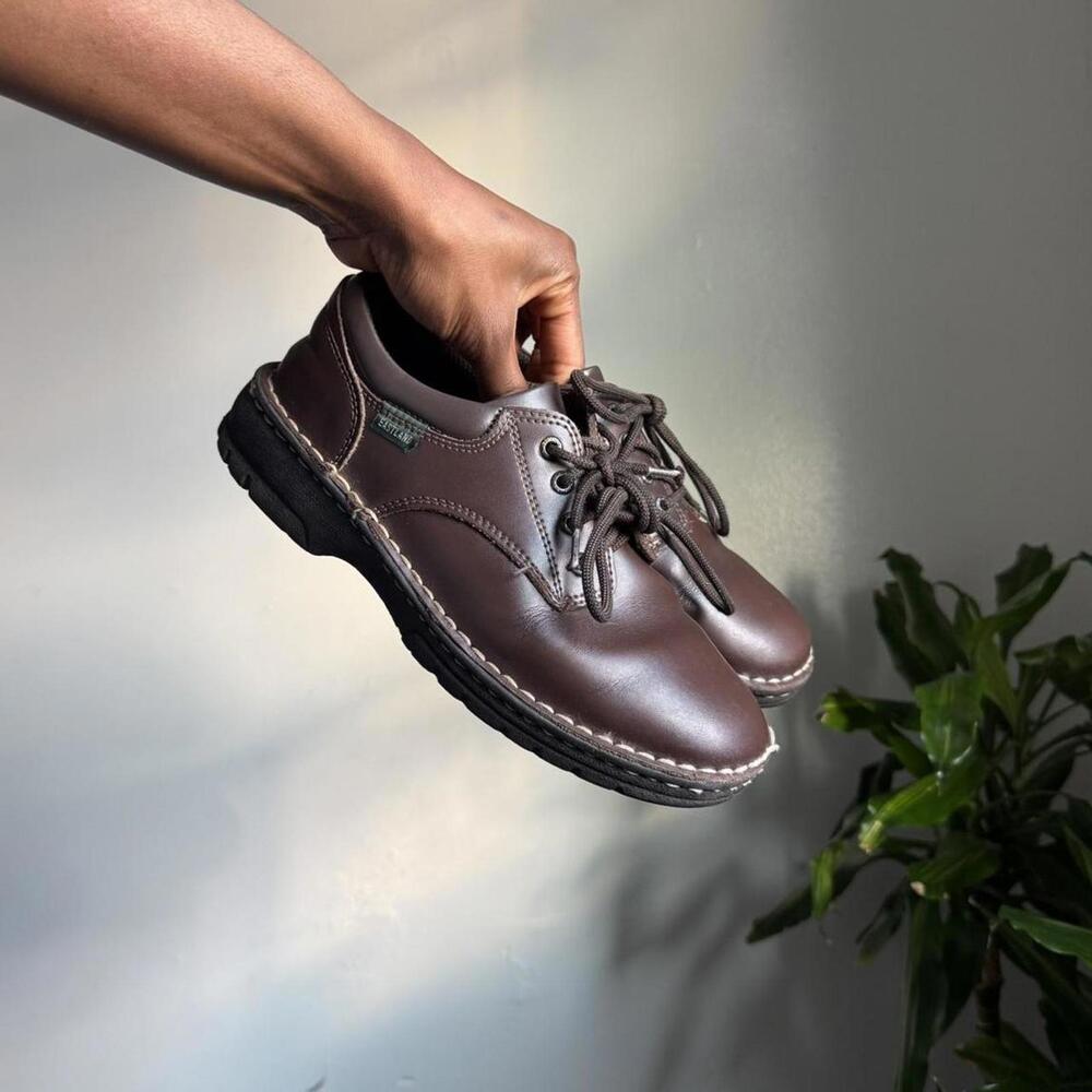 Vintage women leather‎ lace up brown oxfords academia shoes size 8